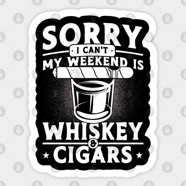 My Weekend Is Whiskey & Cigars Whiskey Lover Sticker by Toeffishirts